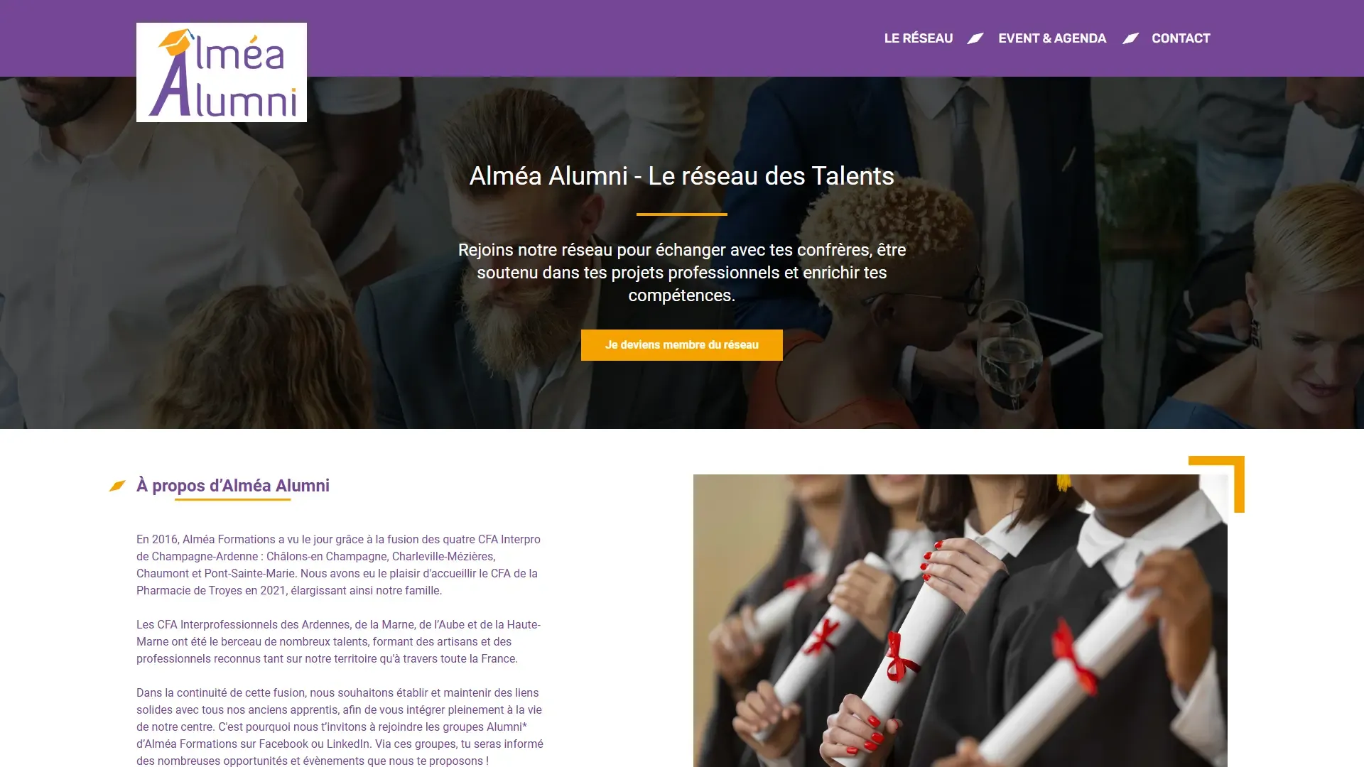 Page d'accueil du site Alméa Alumni
