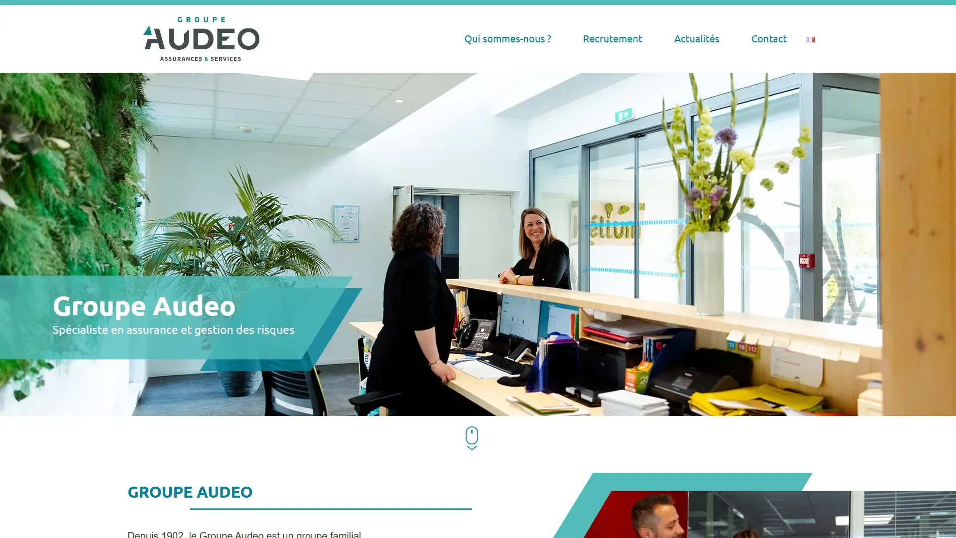 Page d'accueil du site Groupe Audeo