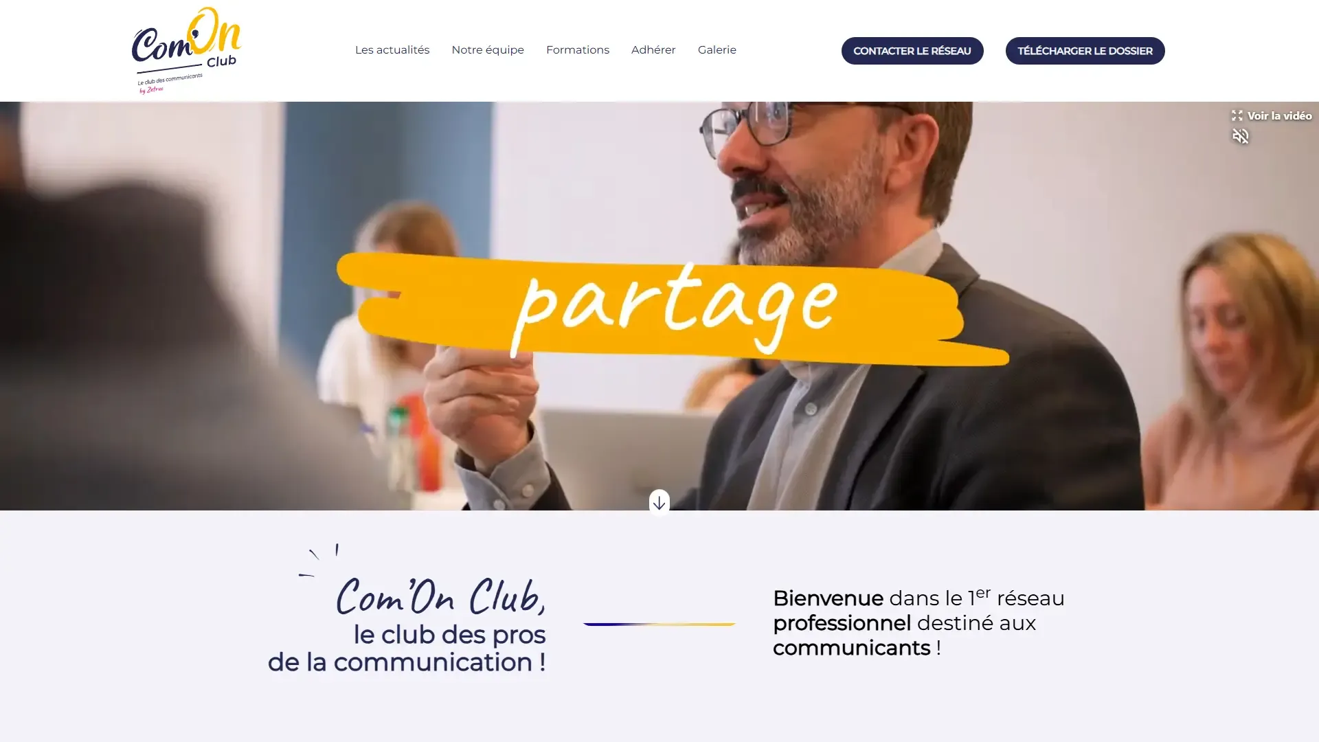 Page d'accueil du site Com'On Club