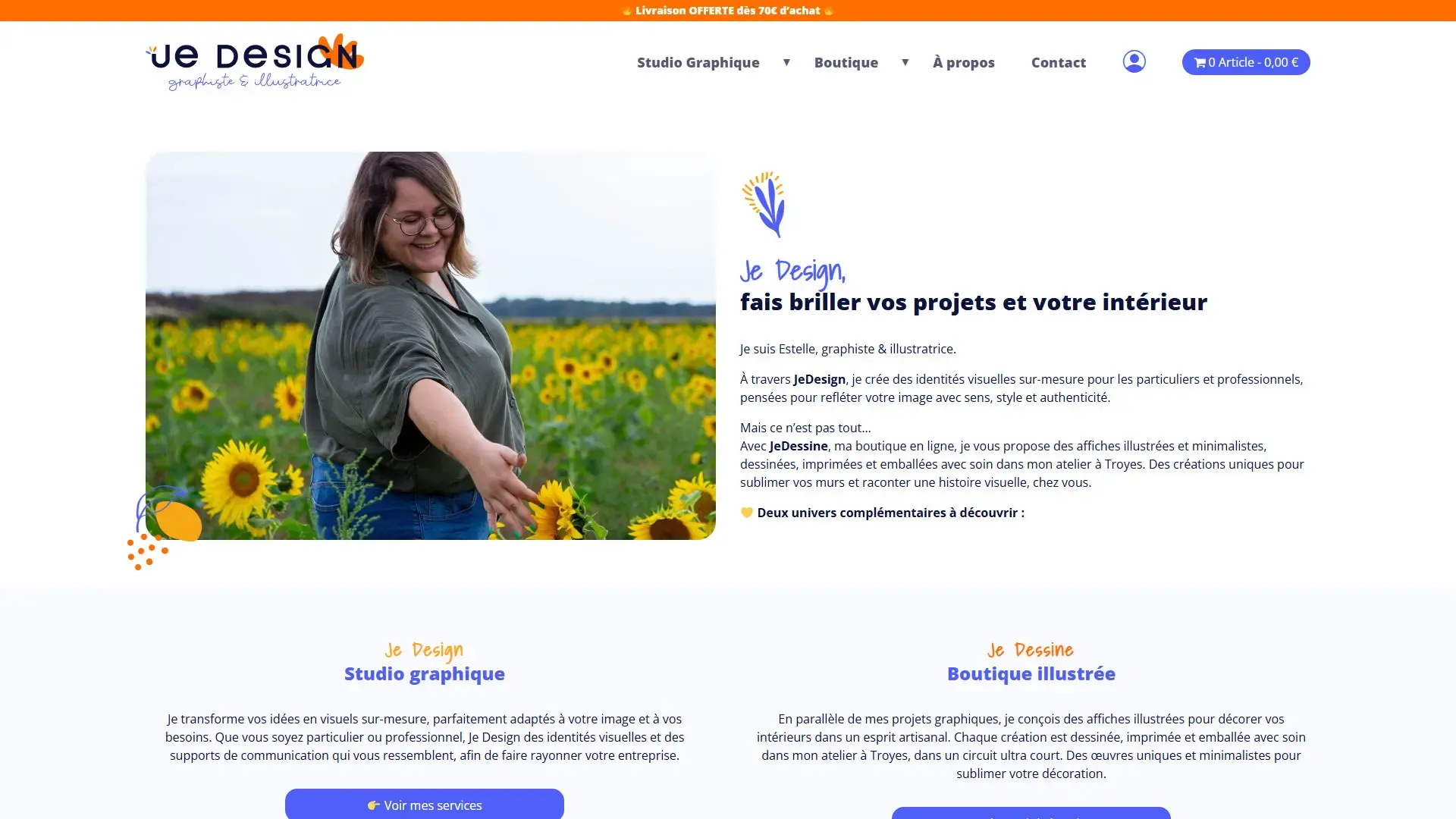 Page d'accueil du site Je-Design