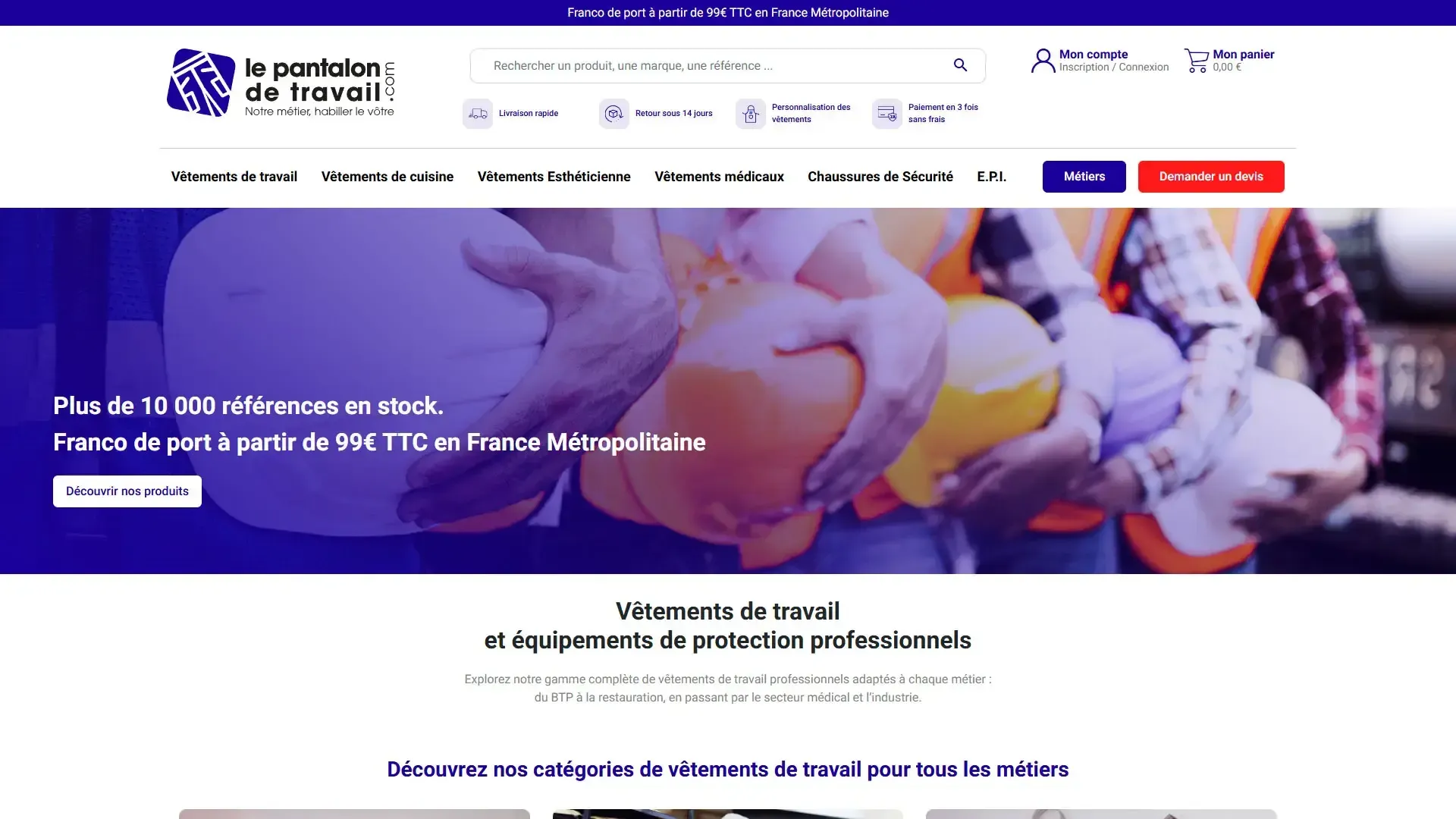 Page d'accueil du site Le Pantalon de Travail