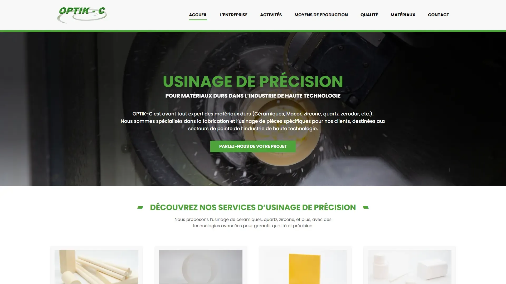 Page d'accueil du site Optik-C