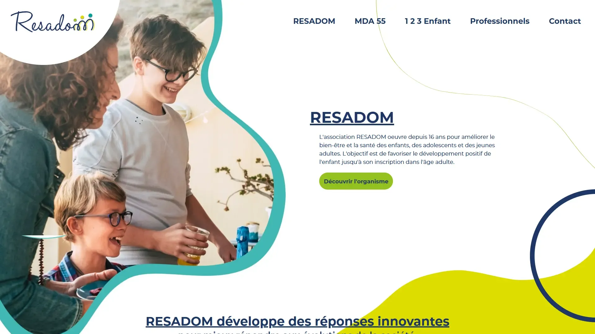 Page d'accueil du site Resadom